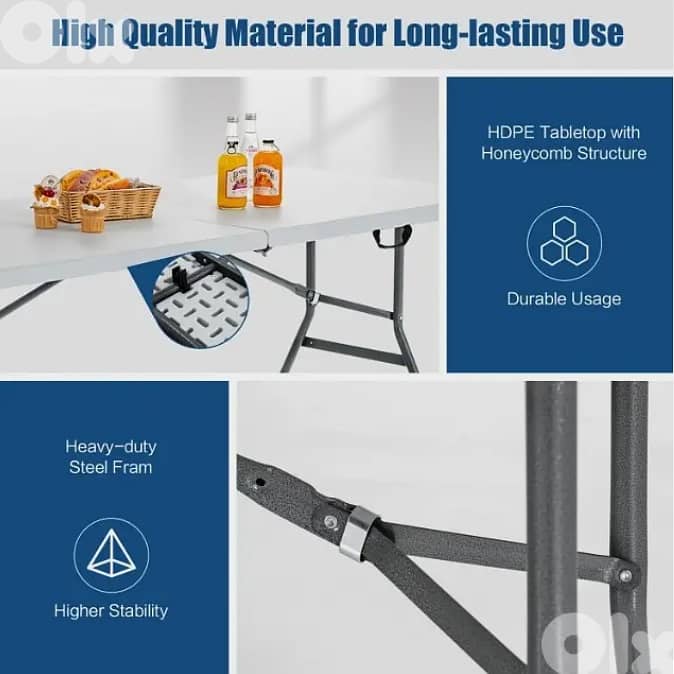 8 Used (only once) White Foldable Tables Outdoor Indoor Picnic طاولة 4