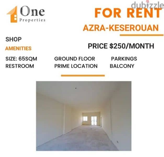 SHOP FOR RENT IN AZRA - KESEROUAN 0