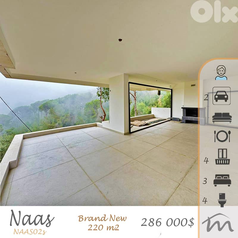 Bikfaya | Brand New 220m² | 4 Balconies | View | 2 Underground Parking 0