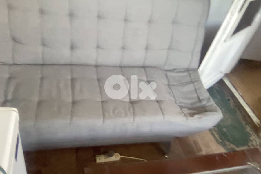 2 Grey Sofa Beds, Retractable Mechanism, Grey Fabric, for sale 1