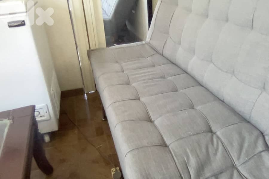 2 Grey Sofa Beds, Retractable Mechanism, Grey Fabric, for sale 4