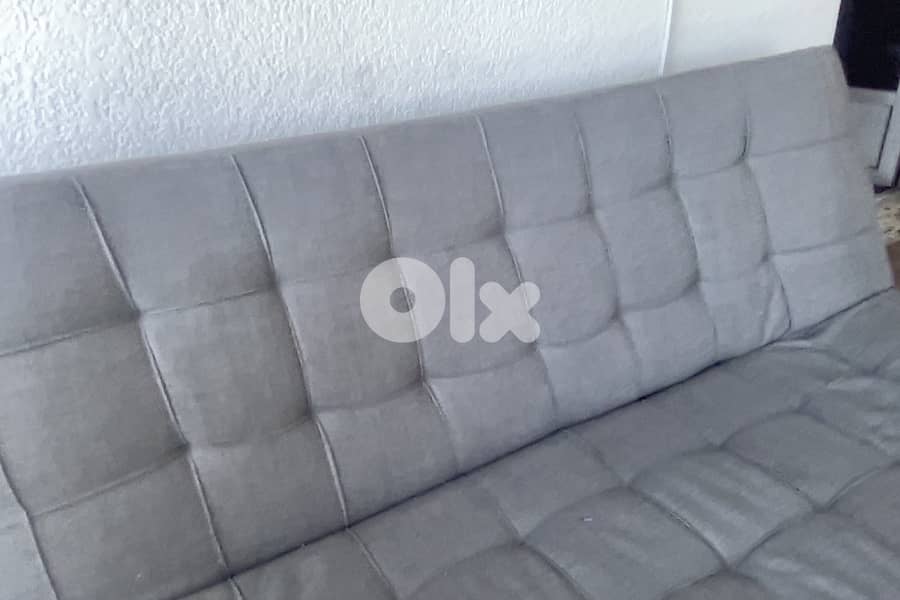 2 Grey Sofa Beds, Retractable Mechanism, Grey Fabric, for sale 9