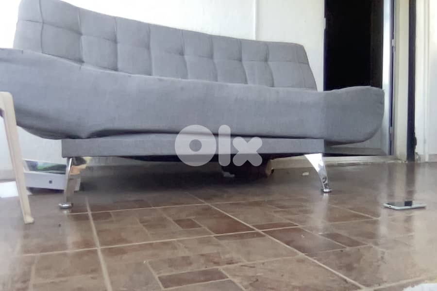 2 Grey Sofa Beds, Retractable Mechanism, Grey Fabric, for sale 12