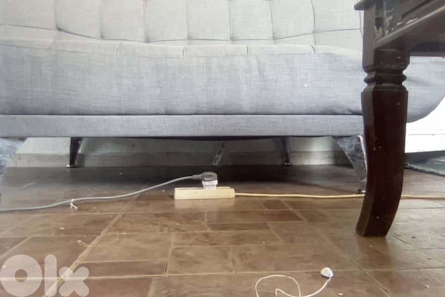 2 Grey Sofa Beds, Retractable Mechanism, Grey Fabric, for sale 13
