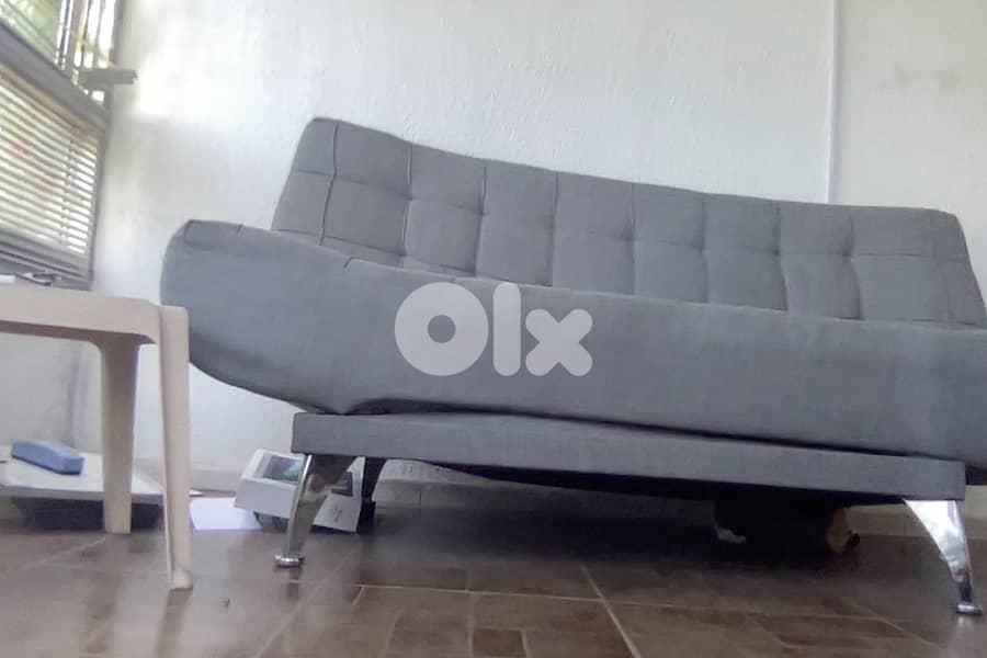 2 Grey Sofa Beds. Retractable Mechanisim. Grey Fabric. 12