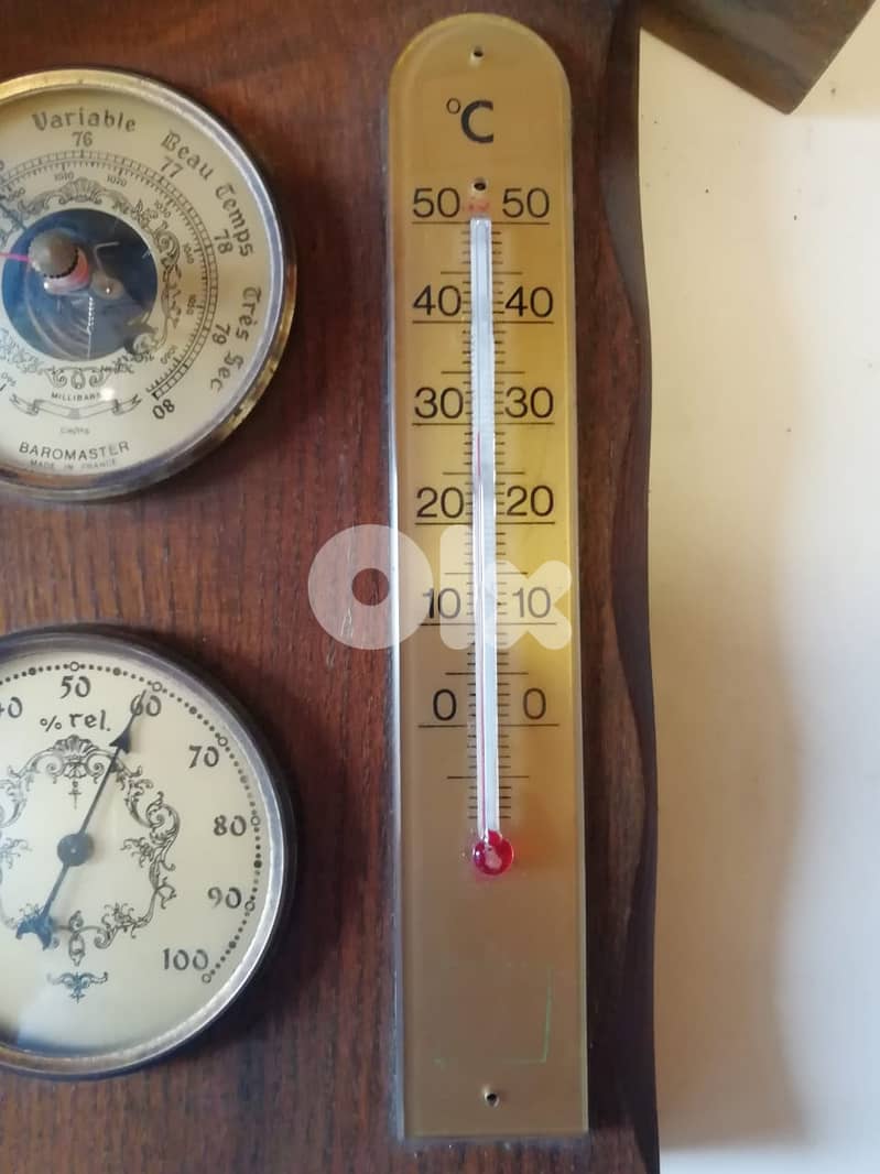 Vintage hygro + baro + thermometer made in france 25cm 2
