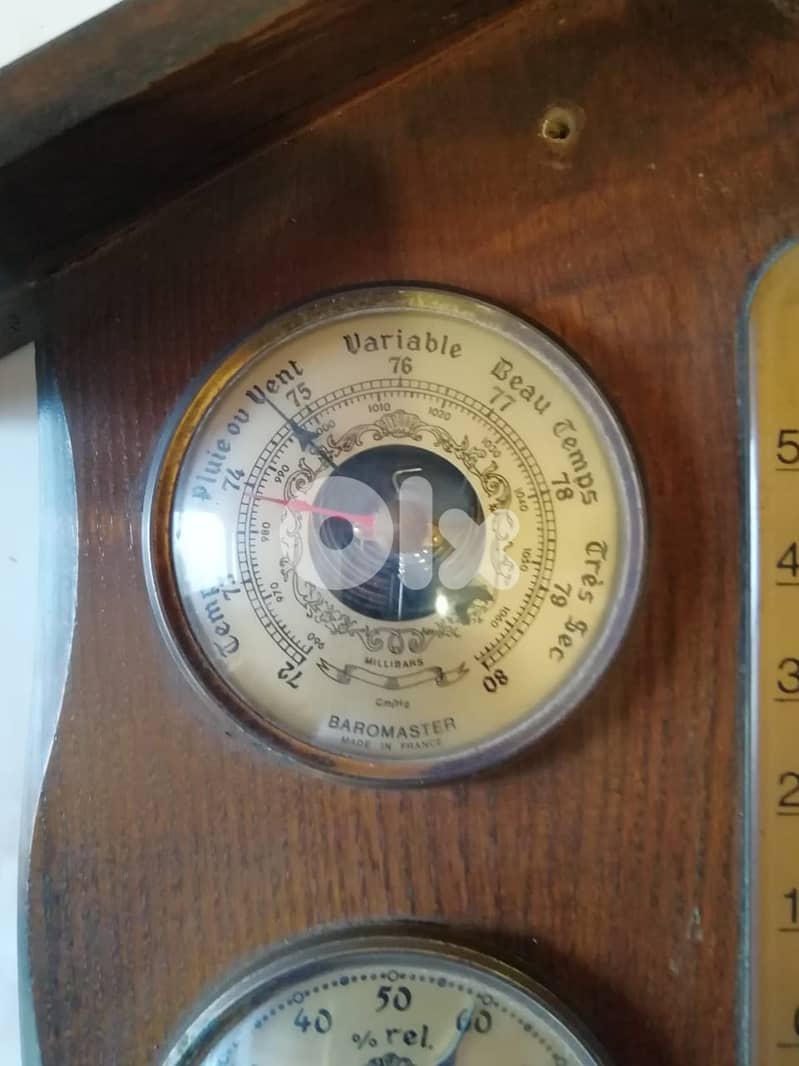 Vintage hygro + baro + thermometer made in france 25cm 3