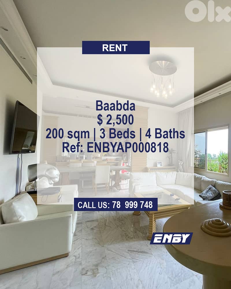 Apartment for Rent in Baabda | Prime Location | Hot Deal 0
