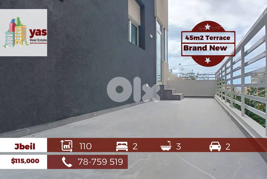 Jbeil 110m2 | 45m2 Terrace | Brand New | Prime Location | Catch |ABA 0