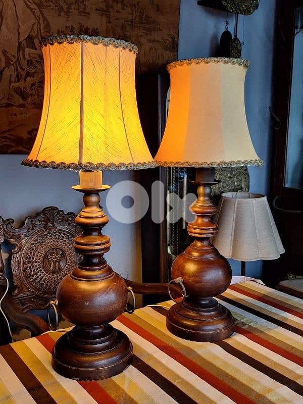 2 large wood lamps 1