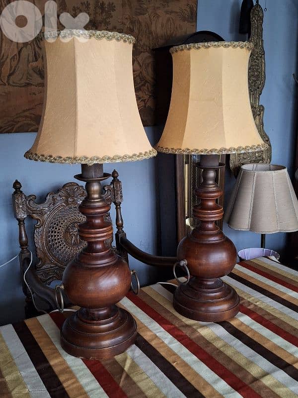 2 large wood lamps 2