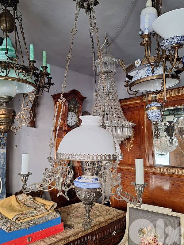 large bronze porcelain and opaline chandelier 0