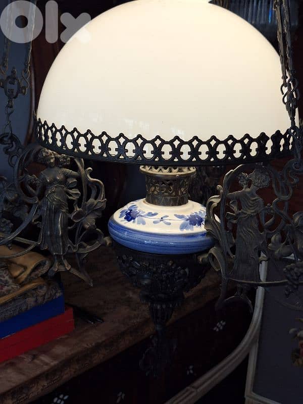 large bronze porcelain and opaline chandelier 5