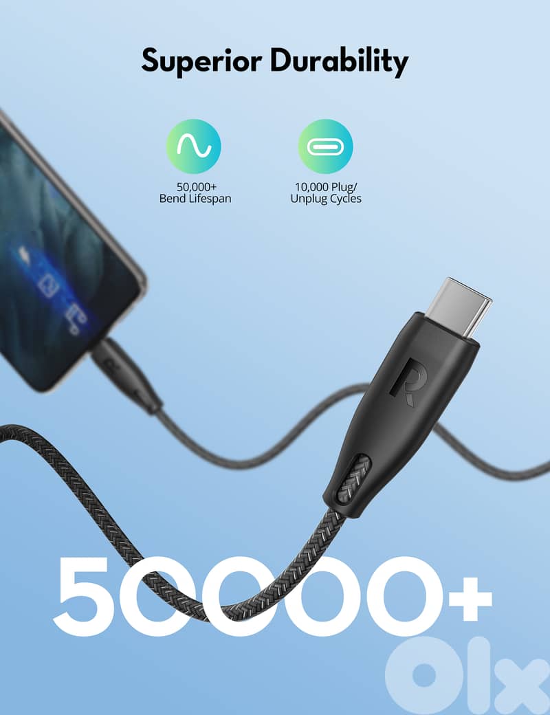 RAVPower USB C to USB C | 1.5M | 100W | Braided 5