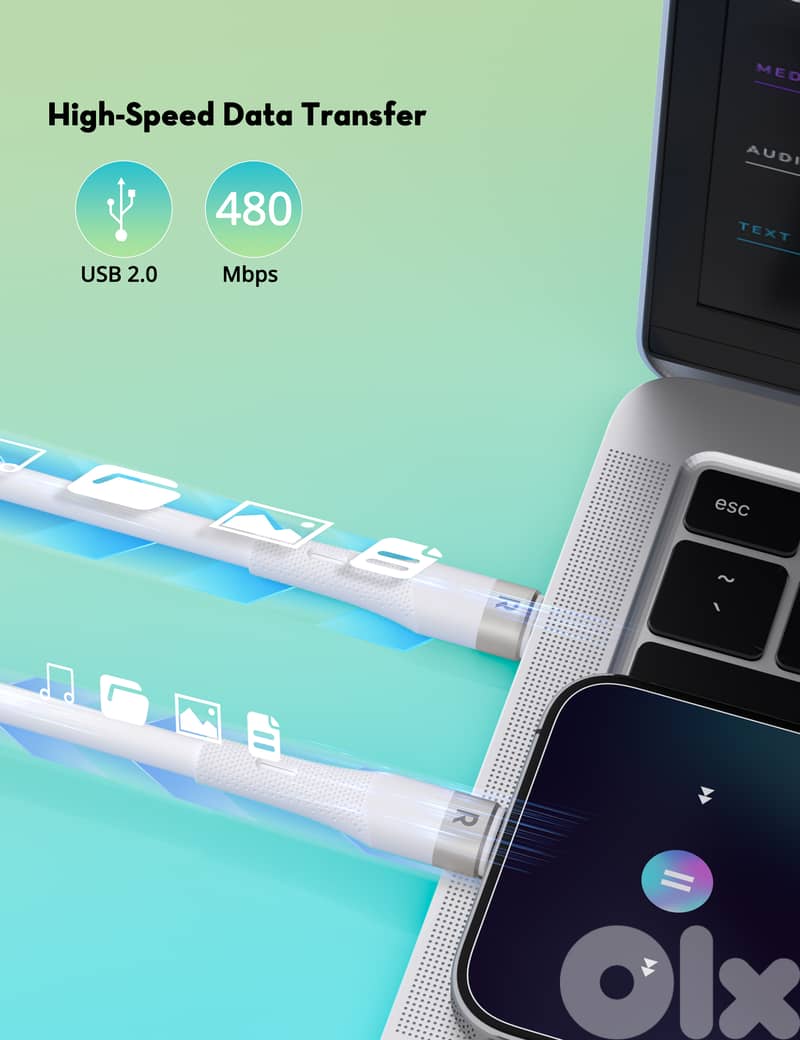 RAVPower USB C to USB C | 1.2M | 60W | Liquid Silicone 5