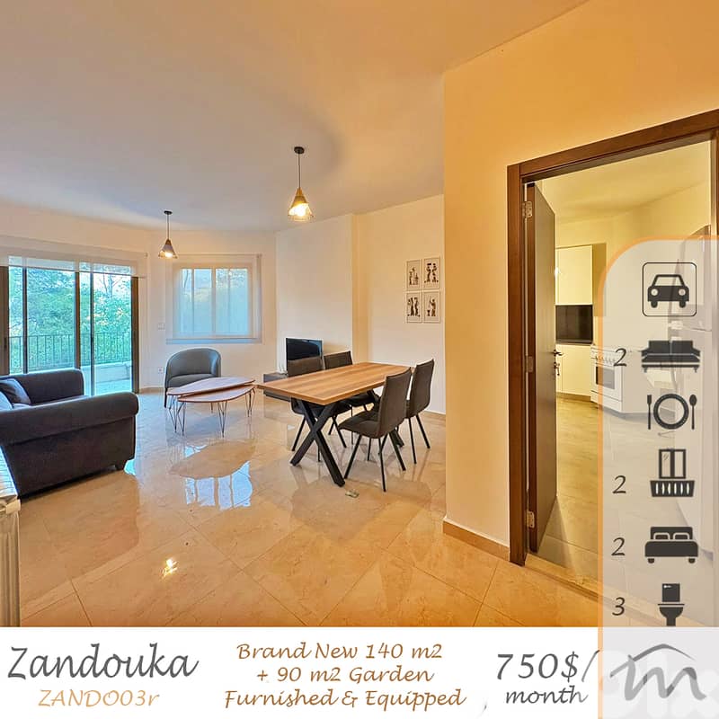Zandouka | Perfect Escape | Furnished 140m² + 90m² Garden | Brand New 0