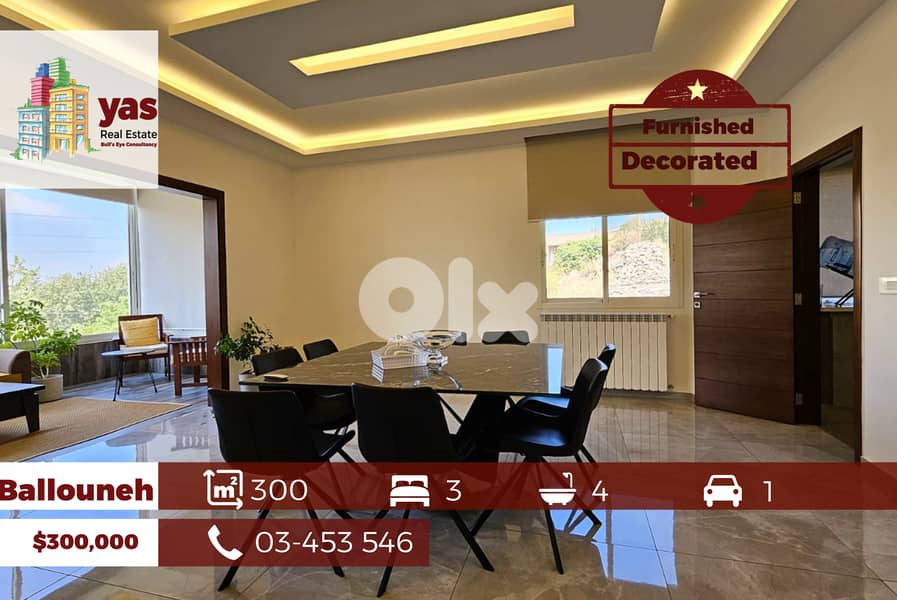Ballouneh 300m2 | Furnished | Prime Location | High End | TO 0