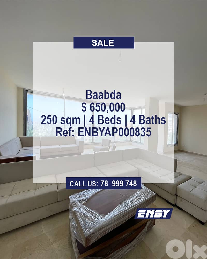 Apartment for sale in Baabda | Sea View | Luxurious 0