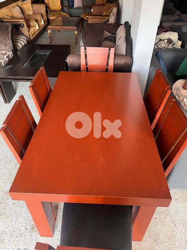 طاولة مع ست كراسي شغل توصاية ملبسة قشر 2