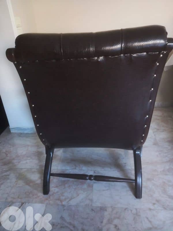 office chair leather+wood 1