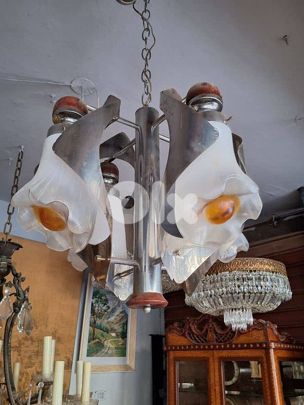 italian murano 1970s chandelier by Mazzega 1