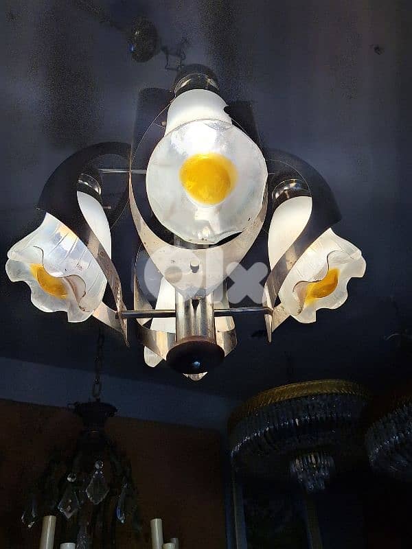 italian murano 1970s chandelier by Mazzega 2