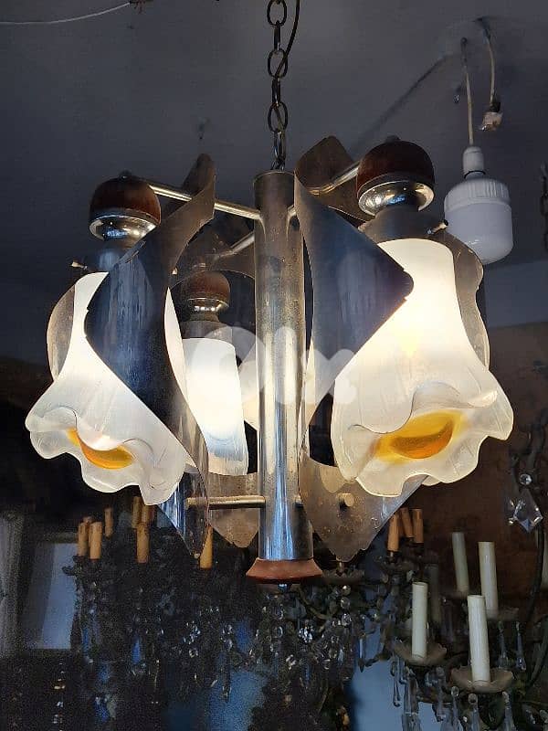 italian murano 1970s chandelier by Mazzega 3