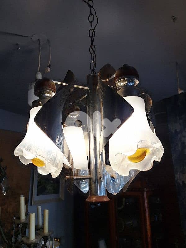 italian murano 1970s chandelier by Mazzega 4
