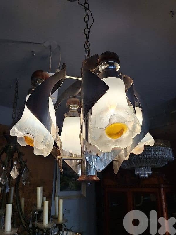 italian murano 1970s chandelier by Mazzega 5