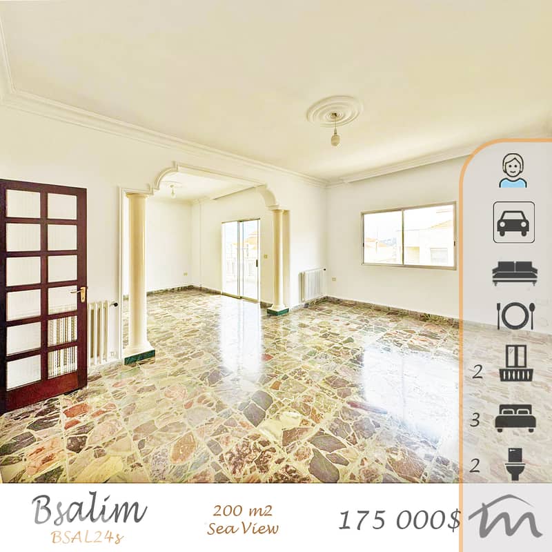 Bsalim | 875$/m² | 3 Bedrooms | 2 Balconies | Good Buildinng Condition 0