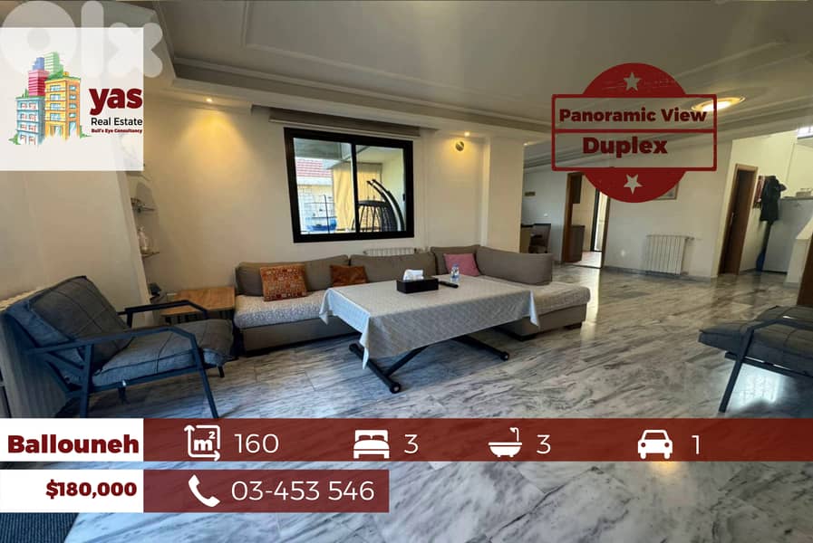 Ballouneh 160m2 | Duplex | Panoramic View | Luxury | EL 0