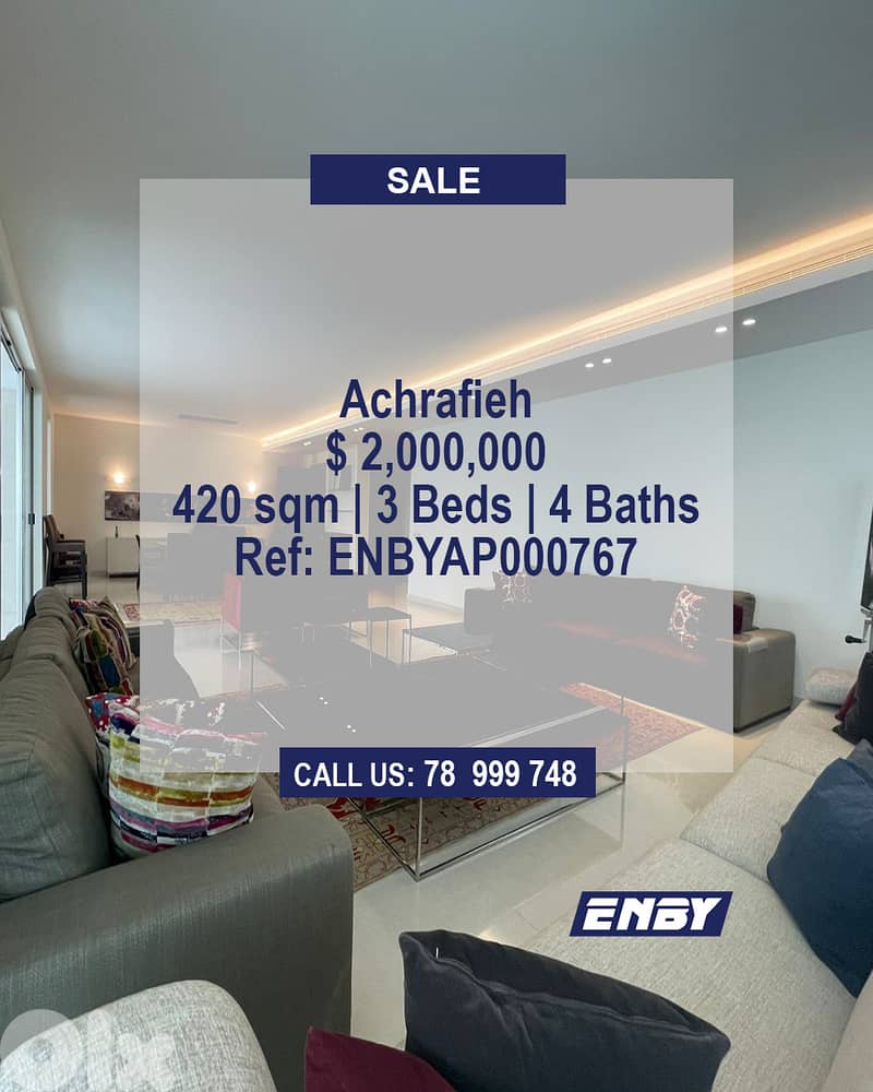 Apartment for sale in Achrafieh | Panoramic Sea View | High End 0