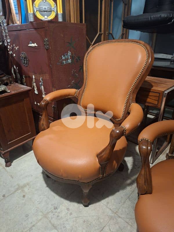 arm chairs Louis Phillip leather original 3