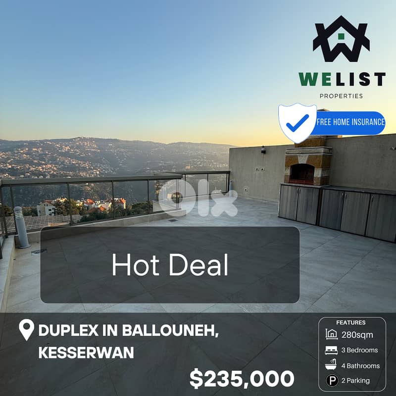 280sqm Duplex Apartment for sale in Ballouneh 0