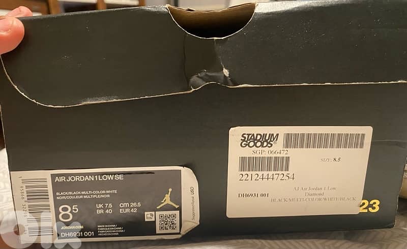 Air Jordan 1 Low SE “Diamond” – Men’s Size [eur 42] – Pre-Owned w/ Box 6