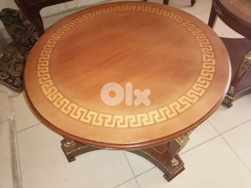 antique french bronze inlaid round coffee table 1