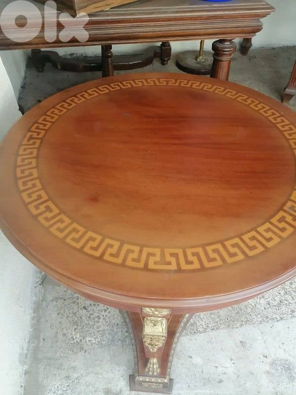antique french bronze inlaid round coffee table 2