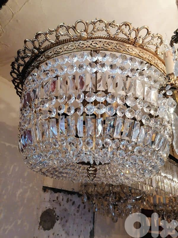 czech crystal and bronze chandelier 0