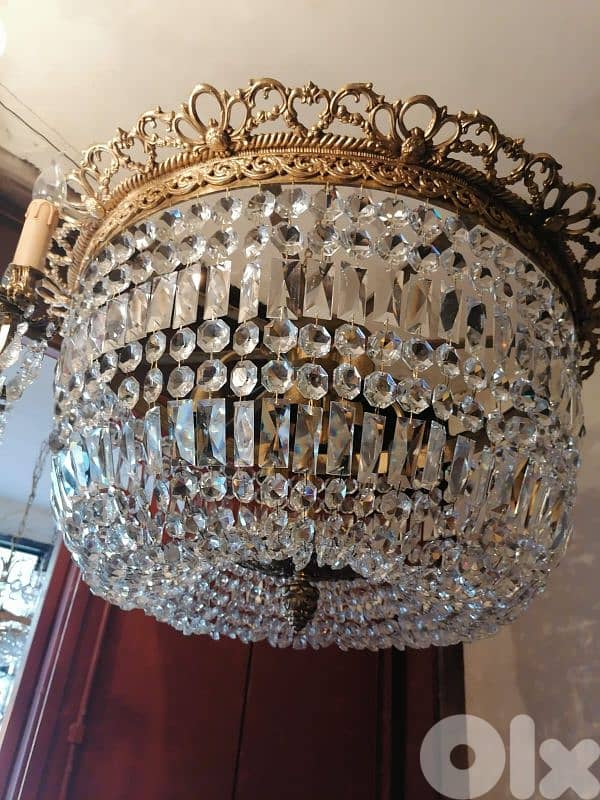 czech crystal and bronze chandelier 1