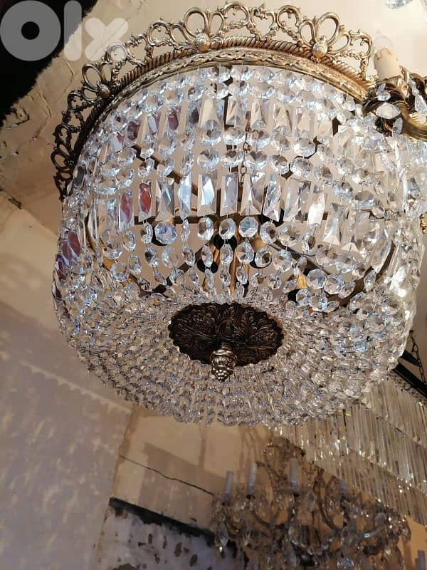 czech crystal and bronze chandelier 2