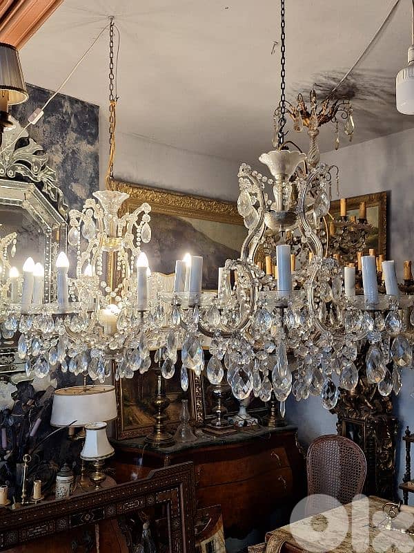 pair of original czech marie theresa crystal chandeliers 0