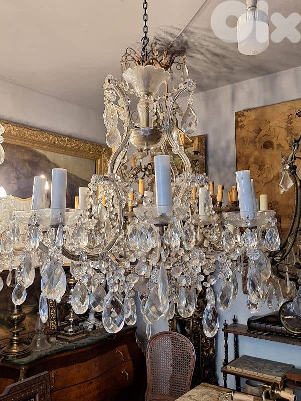 pair of original czech marie theresa crystal chandeliers 5
