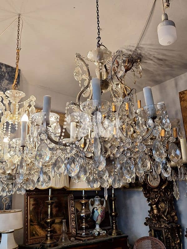 pair of original czech marie theresa crystal chandeliers 6