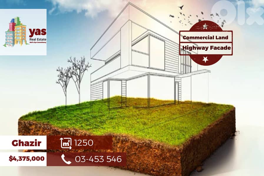 Ghazir 1250m2 | Commercial Land | Highway Facade | Flat | GA 0