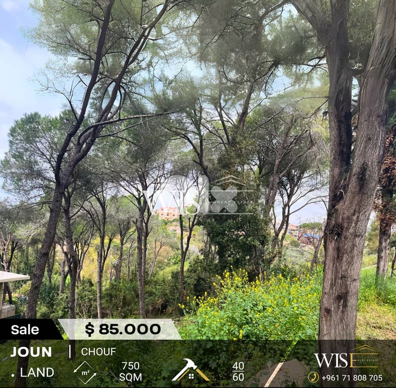 750 SQM Land for SALE in Joun – Chouf! 0