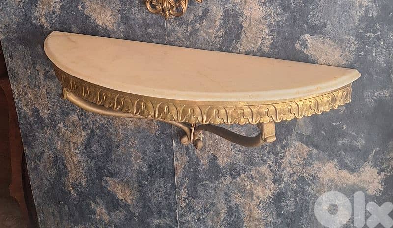 Antique bronze and marble console stand 0