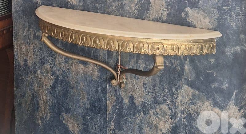 Antique bronze and marble console stand 1