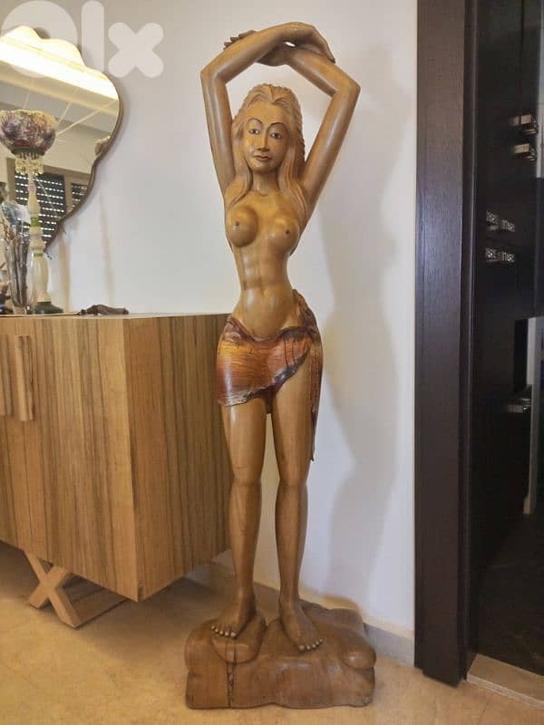 Vintage rustic wood statue for sale. 0