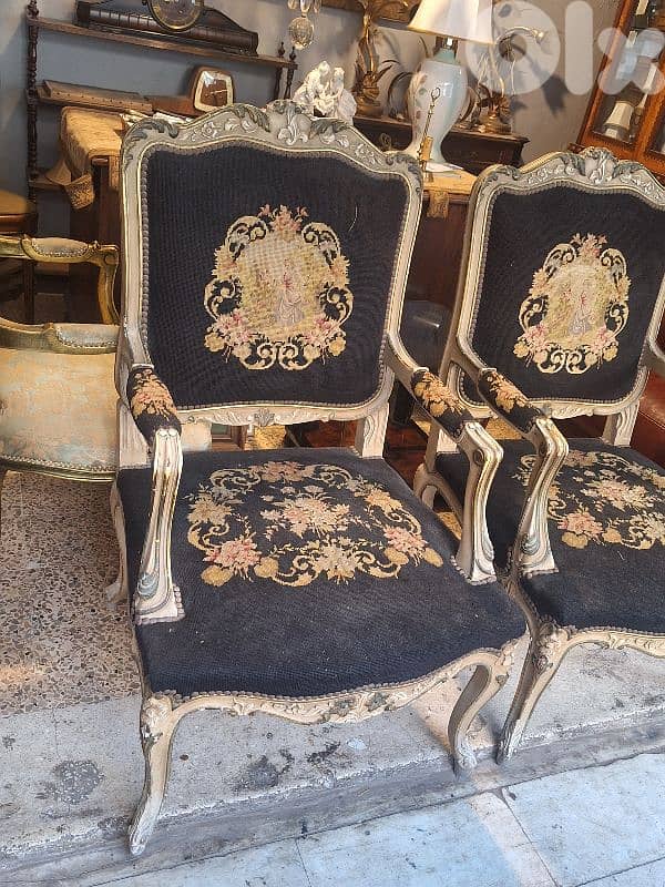 2 handmade french aubisson chairs 2