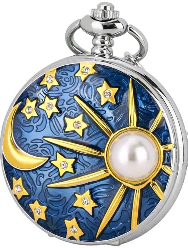 Vintage Pocket Watch Moon and Stars 1
